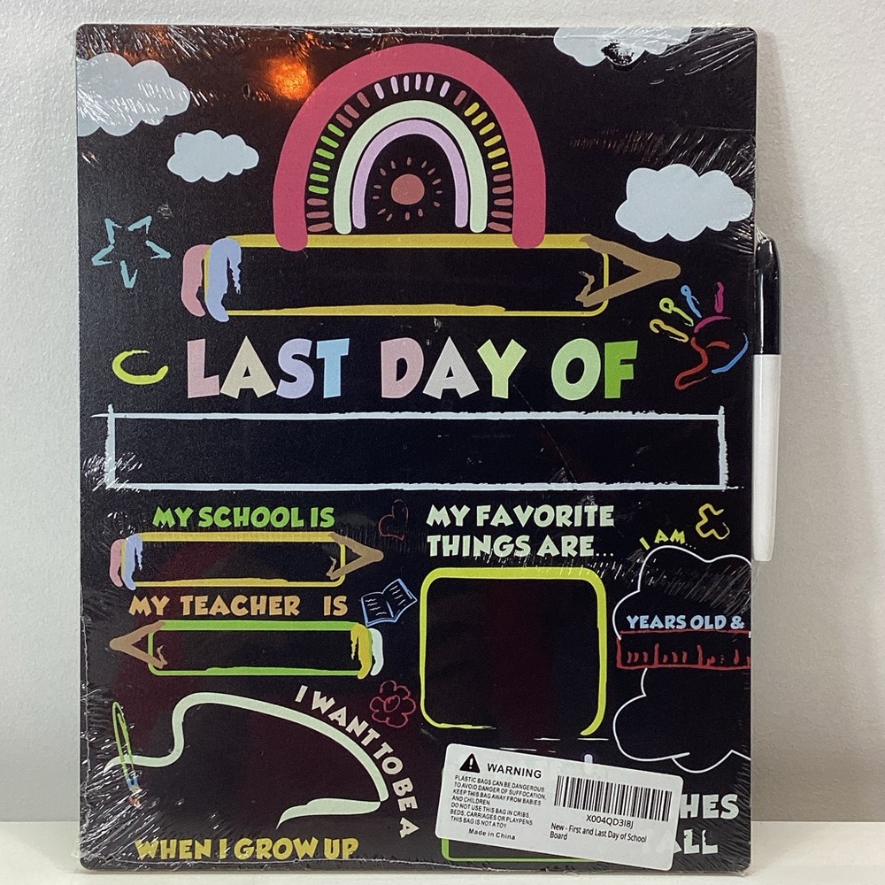NEW Colorful Double-Sided First and Last Day of School Chalkboard with Marker